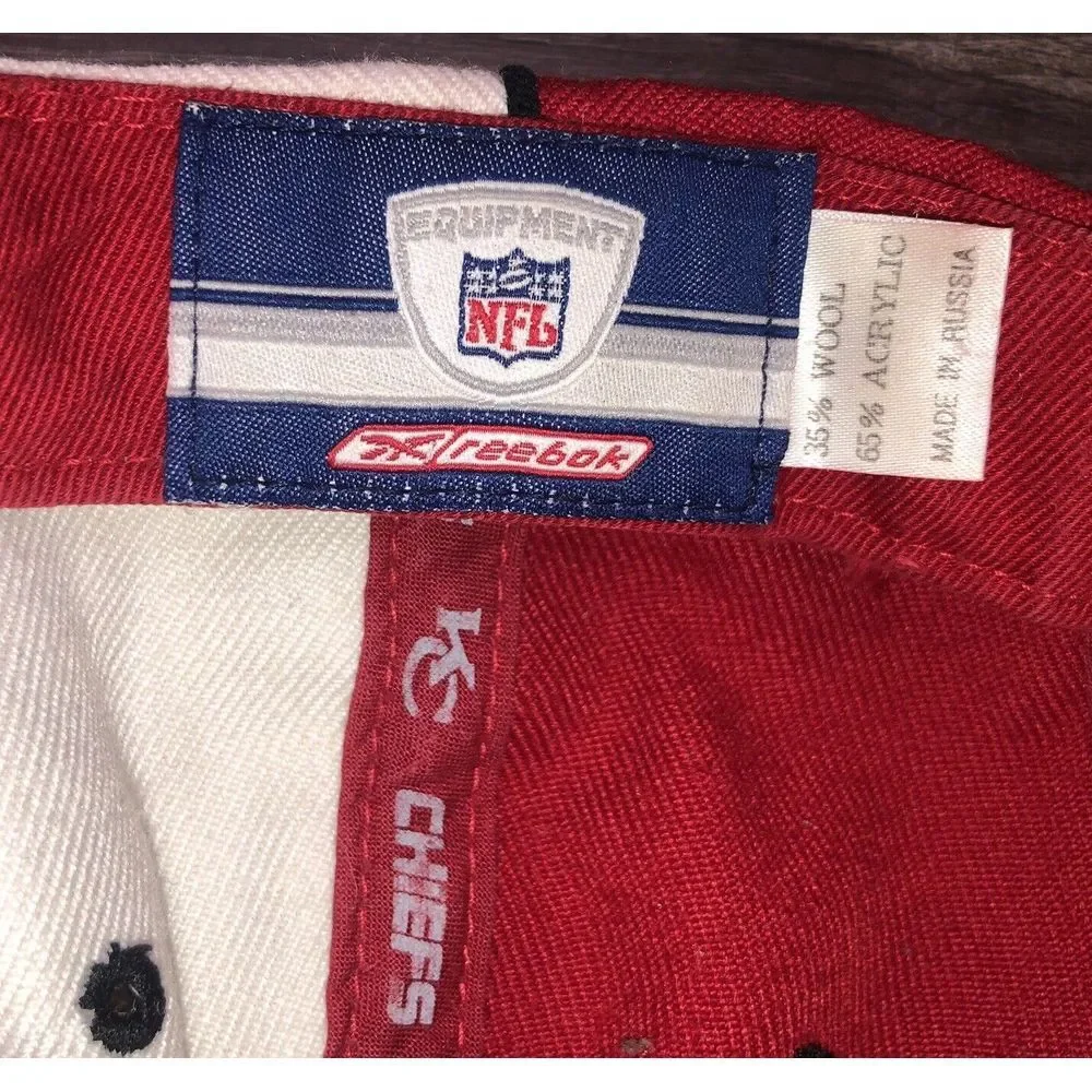 Vintage NFL Kansas City‎ Chiefs LOGO Strapback Hat 90s Reebok NFL Wool Blend Red